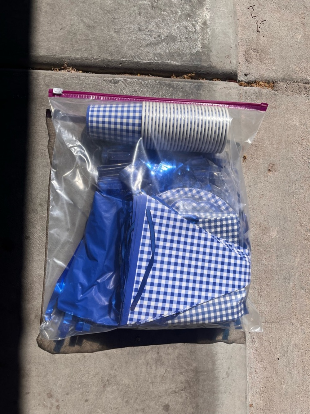 Blue Gingham Party Supply Bundle | Party City | Plates Cups Napkins